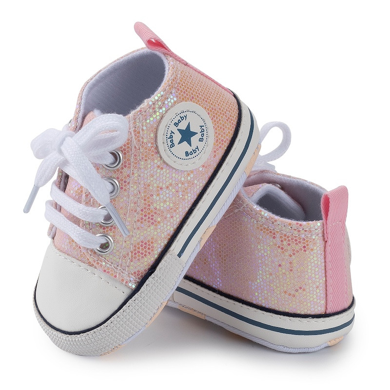 First Walker Casual sequins canvas shoes soft sole prewalker toddler baby Ankle shoes Pink
